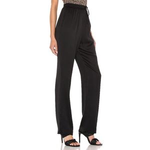 Lovers + Friends Dani Satin Silky Black Drawstring Wide Leg Pants Size Medium